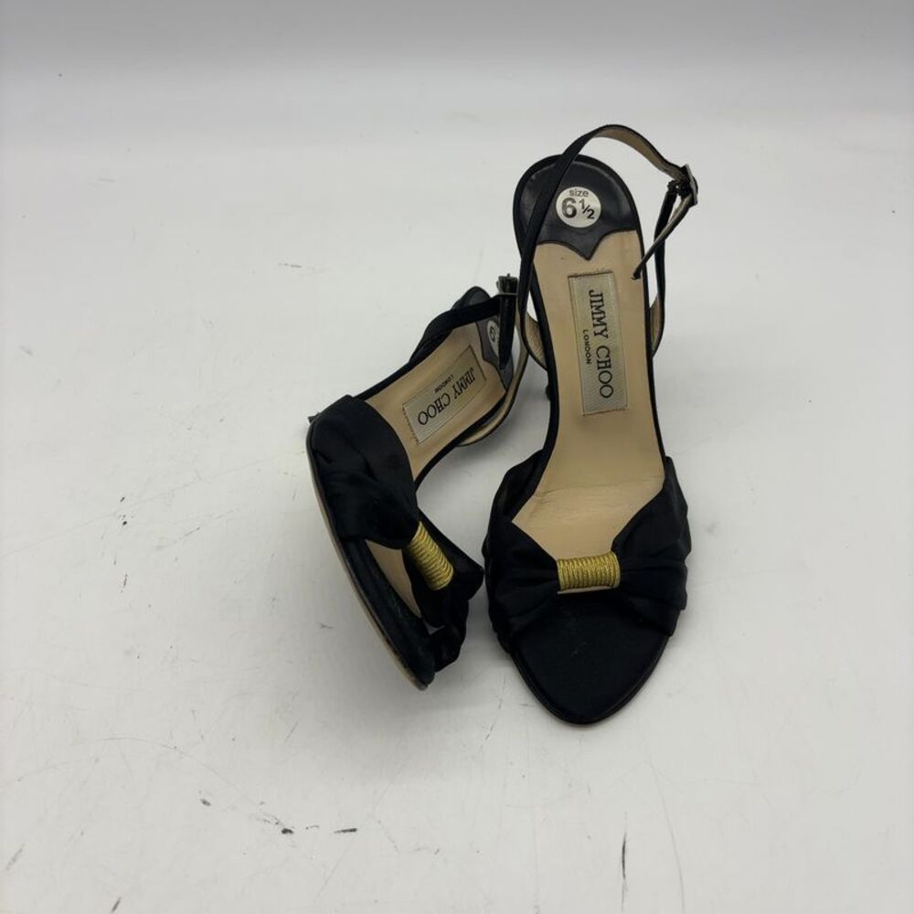 Jimmy Choo Satin Slingback Heels with Gold Knot Detail